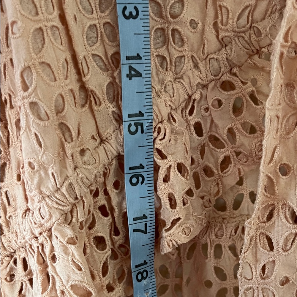 Eyelet Blush Lace Tie-Front Top Cover Up Cardigan - Picture 8 of 9